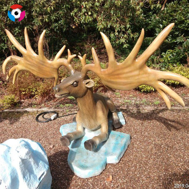 巨大角鹿 爱尔兰麋鹿模型  景区动物园仿真机电互动模型 制作厂家
