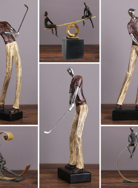 复古高档高尔夫球商务人物摆件酒柜客厅H家居领导老板办公室装饰