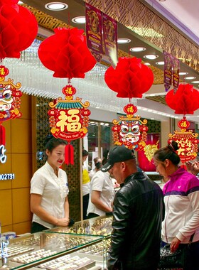 2024新年小红蜂m窝灯笼节日元旦店面装饰防水阳台春节挂饰过年挂
