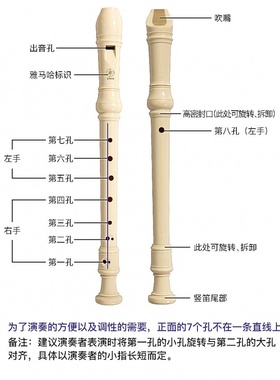 yamaa竖笛-23 -24八孔德式英式高音课堂教学生笛子