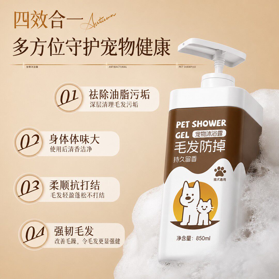 宠物沐浴露猫狗通用洗护合一除杀臭菌持久留香驱虫护毛专用洗澡液