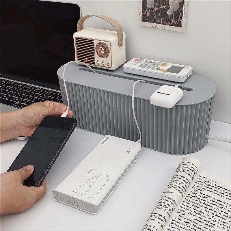 插排收纳盒桌面电源线数据线插座整理盒多功能装饰集线器理线神器