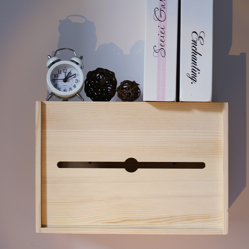 电线插座收纳盒插排理线盒电源实木桌面插线板箱wifi路由器集线盒