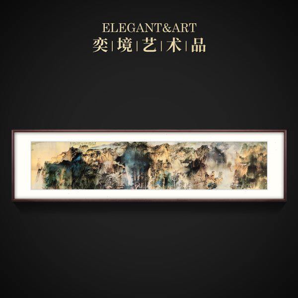 奕境国画客厅装饰画新中式书房写意大气泼墨山水画 张大千庐山图