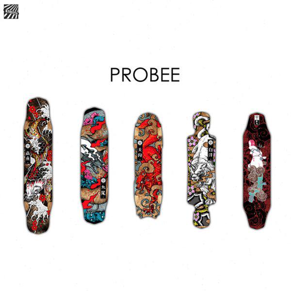 1985滑板店-PROBEE长板板面画女九尾天狗白泽全能平花速降舞板DC