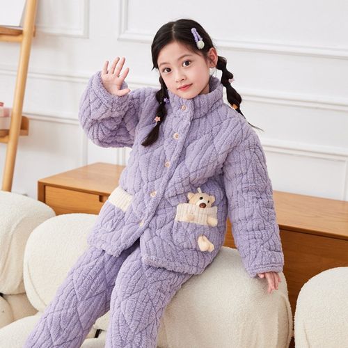 三折专区品牌店撤柜秋冬新款中大童法兰绒三层加厚保暖家居服套装