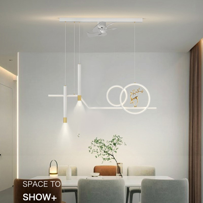 吊灯餐厅灯直流变频风扇灯吊扇一体家用灯具离线智能语音LED灯具