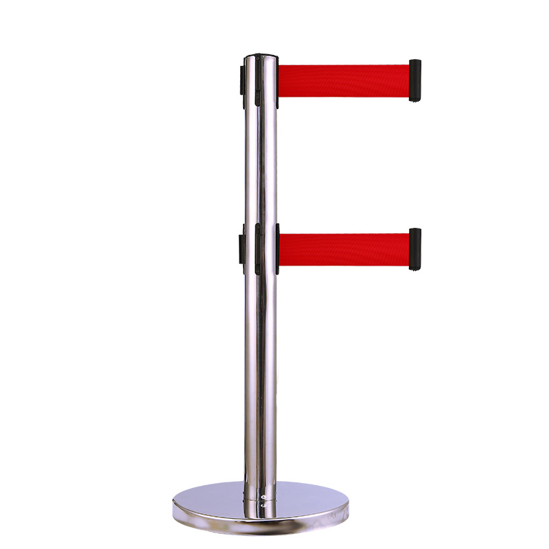 双层隔离带不锈钢栏杆座 护栏排队栏2米伸缩带 一米线围栏 隔离栏