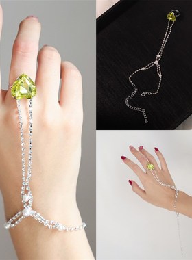 欢天喜地七仙女灵石手链古风手饰古装H汉服配饰流苏七彩手链戒指