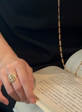 2025年法式复古手工轻奢高级感时尚闪耀气质百搭可X调节戒指手饰