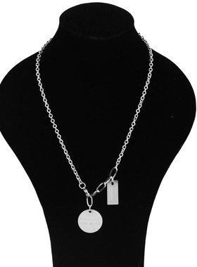 厂家货源 不锈钢圆牌方片项链z不褪色 男女嘻哈冷淡风长项链