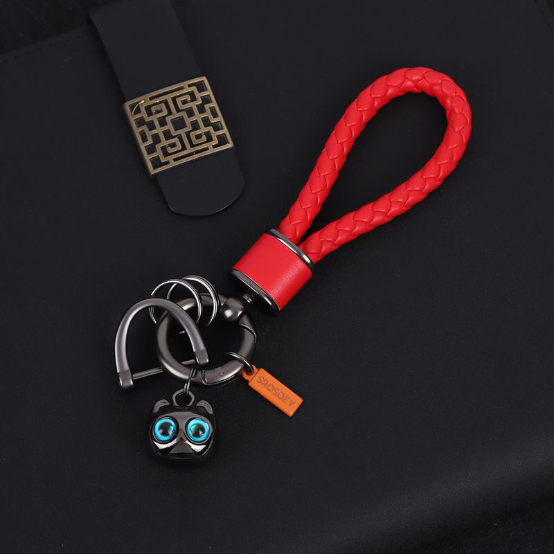 简约编绳钥匙扣创意新p款金属电镀小猫防丢挂件汽车链网红锁匙圈