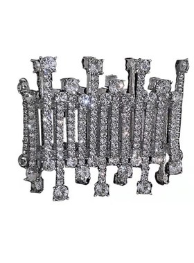 欧美奢华满钻重工夸张手镯ins小众设计手链嘻哈个V性冷淡风手饰潮