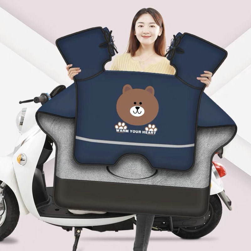 电动车挡风被加厚加宽冬季挡风衣卡通保暖N加绒电瓶车防水挡风罩