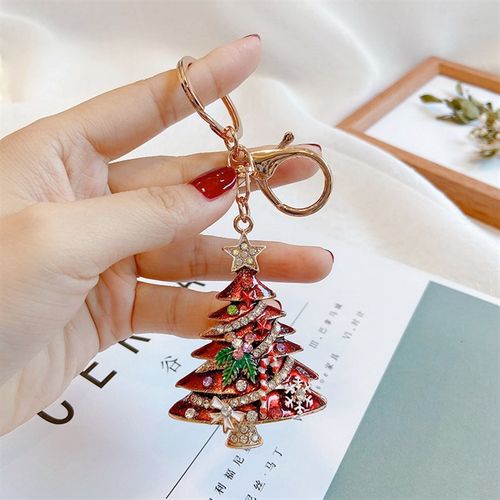 新款圣诞节小礼品创意可爱圣诞树钥匙扣挂件汽车钥U匙链圈圣诞礼