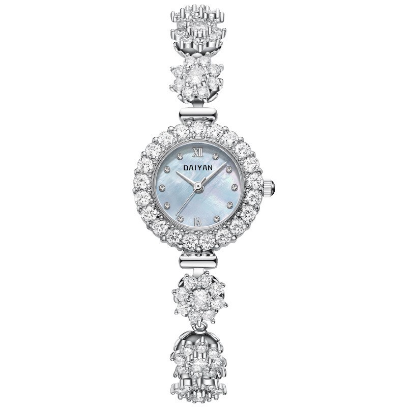 代颜DAIYAN镶钻女表r外贸镶钻满天星时尚美人鱼旋转花朵手表