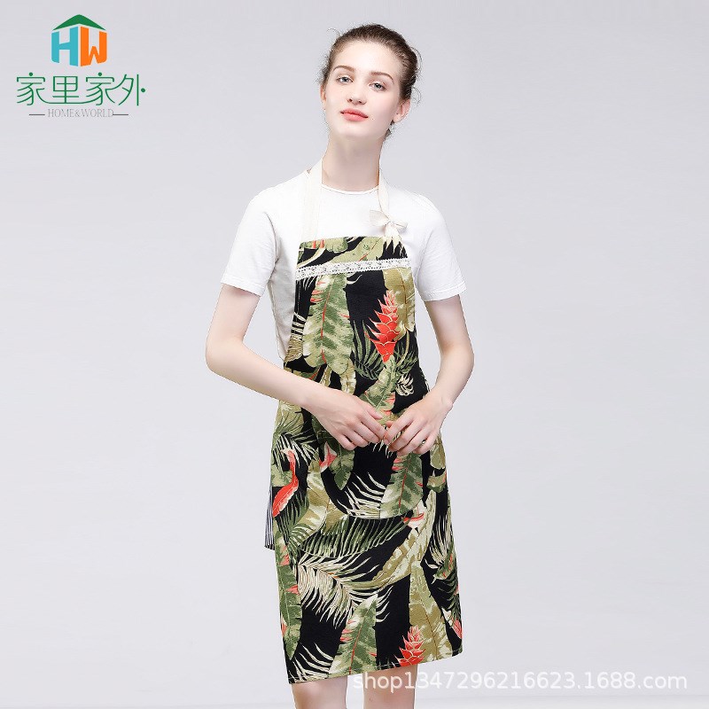 围裙厨房包邮f做饭韩版时尚可爱纯棉袖套罩衣成人女工作服定logo