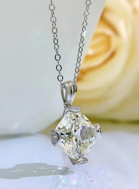 珠宝 2023新款oS925银白金色11*11mm冰花切高碳钻吊坠11克拉