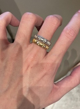 法式轻奢复古拉丝六芒星镶钻戒指中古风设计高P级气质高保色食指