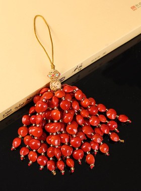 菩提炭烧猫爪相思豆108颗挂饰情侣款景区手工编织汽车Y钥匙扣挂件