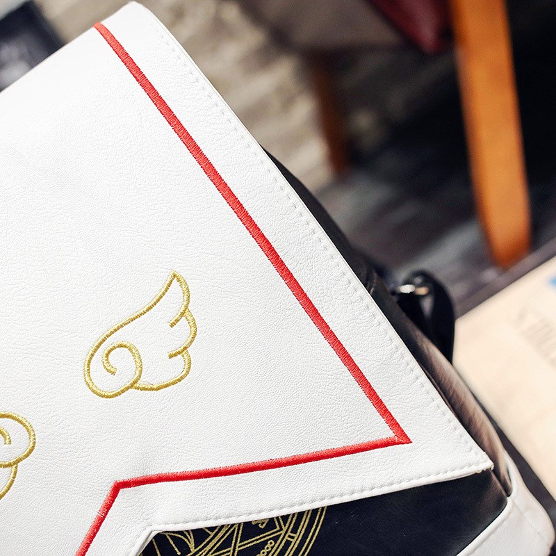 日系新款可爱刺绣翅膀小樱t魔法系PU双肩包动漫卡通背包学生书包