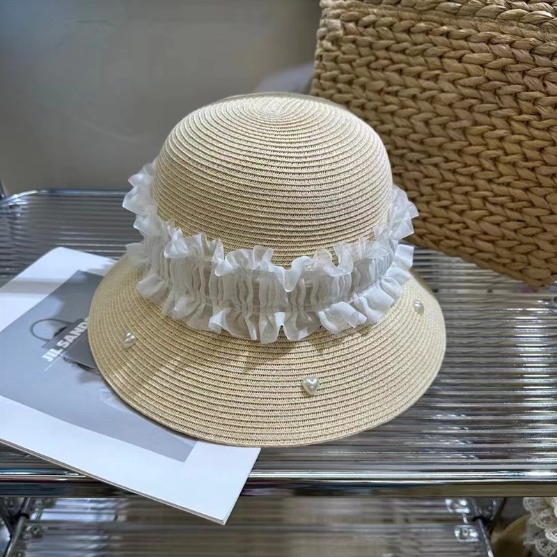 芭蕾粉甜美可爱i渔夫帽夏季2024新款大檐遮阳帽出游可折叠气质盆