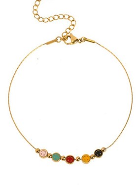 彩色笑脸钛钢手链女m轻奢小众设计感18k金色精致闺蜜细手绳不掉色