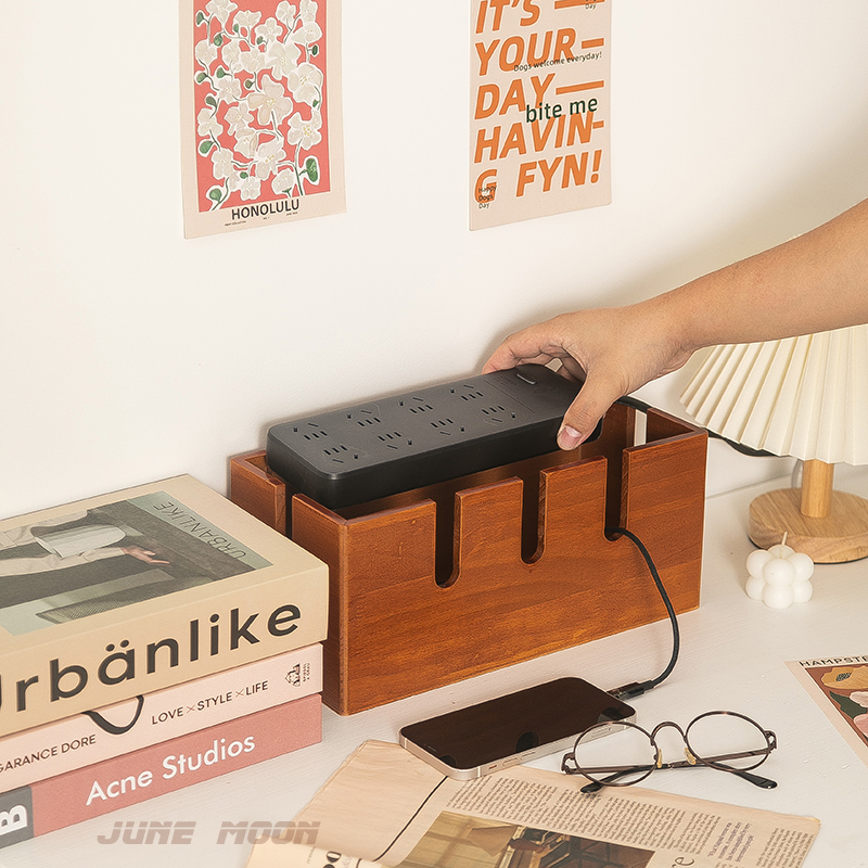 电线收纳盒插排延长线插座充电线收纳E神器桌面集理线盒电源线理