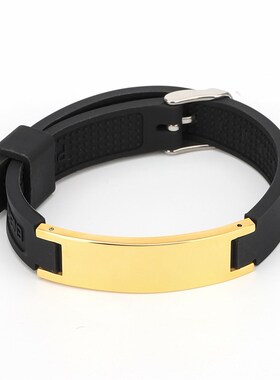 跨境欧美DIY弯牌负离子硅胶手环男女平衡能量运动手腕带手镯