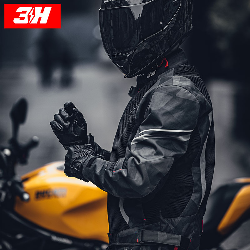 新品3H冰晶摩托车骑行服夏季男A网眼透气防摔反光摩旅机车赛车衣