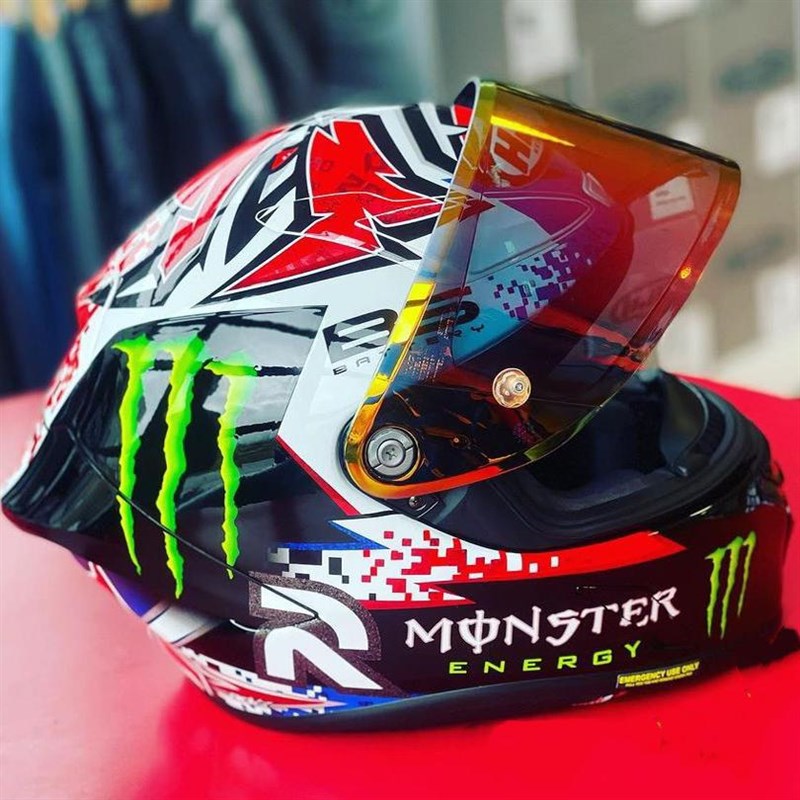 适用于HJC RPlHA1N盔红牛夸塔罗拉头盔镜片摩托车全盔电镀防雾镜