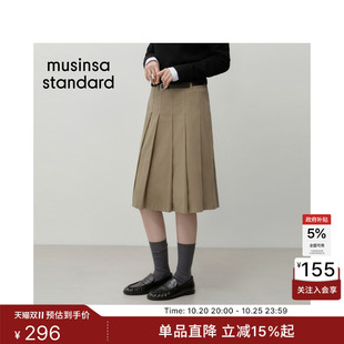 韩国26秋冬新品女士灯芯绒百褶中长半身裙MUSINSA STANDARD