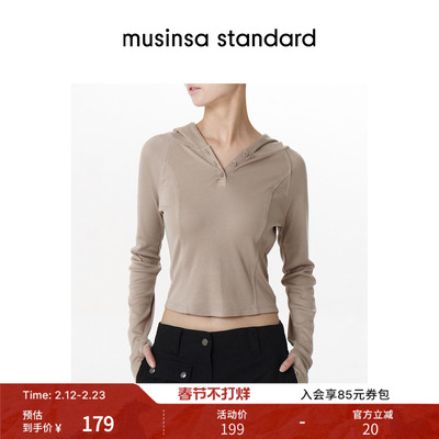 女士春季显瘦百搭连帽长袖T恤