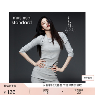 韩国26春夏季新品女士休闲简约大圆领七分袖T恤MUSINSA STANDARD