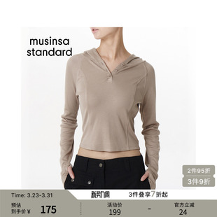 T恤musinsa 显瘦简约百搭连帽长袖 standard 女士修身 韩国春季