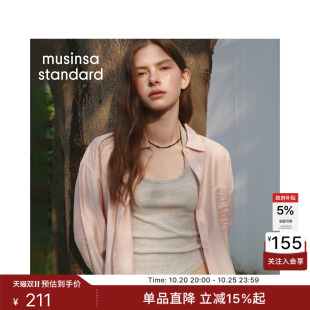 韩国26新品仿亚麻女士宽松纯色长袖衬衫MUSINSA STANDARD