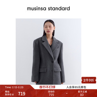 韩国25秋冬女士羊毛混纺时尚西装毛呢大衣外套musinsa standard