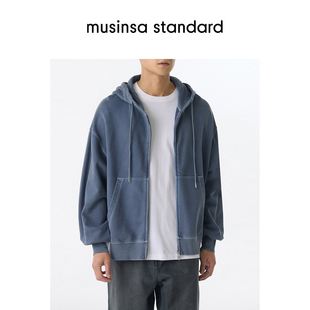 韩国春季男士街头连帽拉链卫衣开衫外套musinsa standard