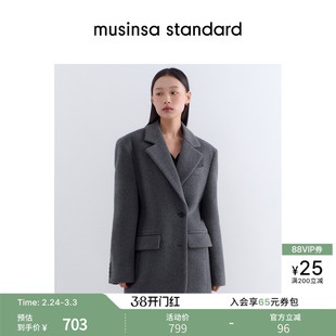 韩国秋冬女士羊毛混纺时尚西装毛呢大衣外套musinsa standard
