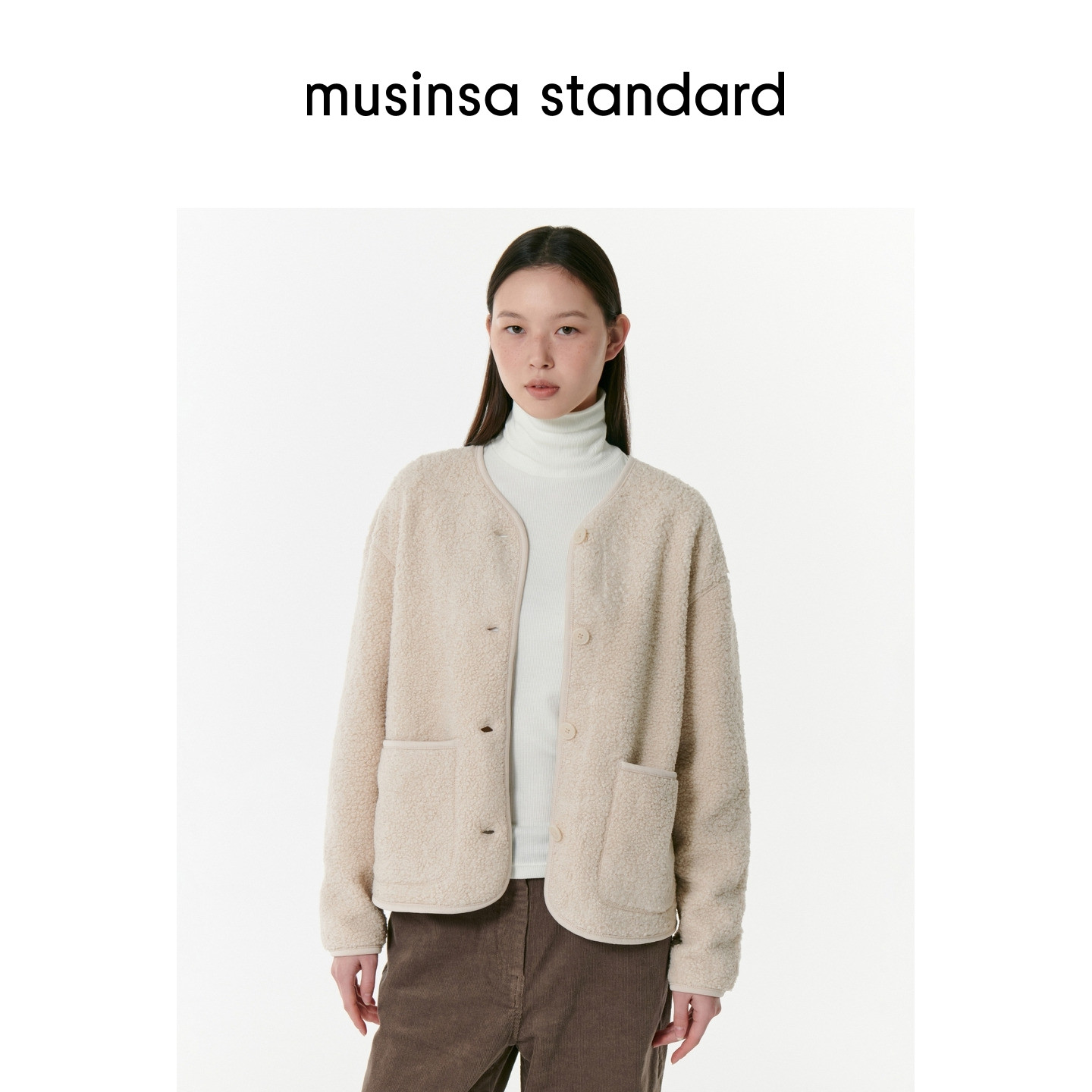 韩国25秋冬女士时尚圆领加绒摇粒绒夹克外套musinsa standard,女装/女士精品,短外套,淘宝优惠券,粉丝福利购,淘宝优惠卷