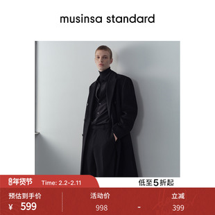 韩国25秋冬男士大码混纺双排扣长款毛呢大衣外套musinsa standard
