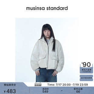 韩国秋冬女士时尚潮流亮面蓬松短款填充棉服MUSINSA STANDARD