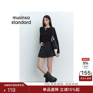 韩国26新品女士时尚休闲日常按扣长袖T恤MUSINSA STANDARD