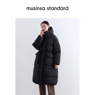 韩国25秋冬女士时尚百搭廓形连帽长款派克羽绒服musinsa standard