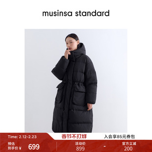 韩国25秋冬女士时尚百搭廓形连帽长款派克羽绒服musinsa standard