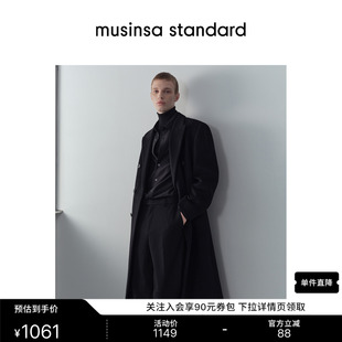 韩国秋冬男士大码混纺双排扣长款毛呢大衣外套MUSINSA STANDARD