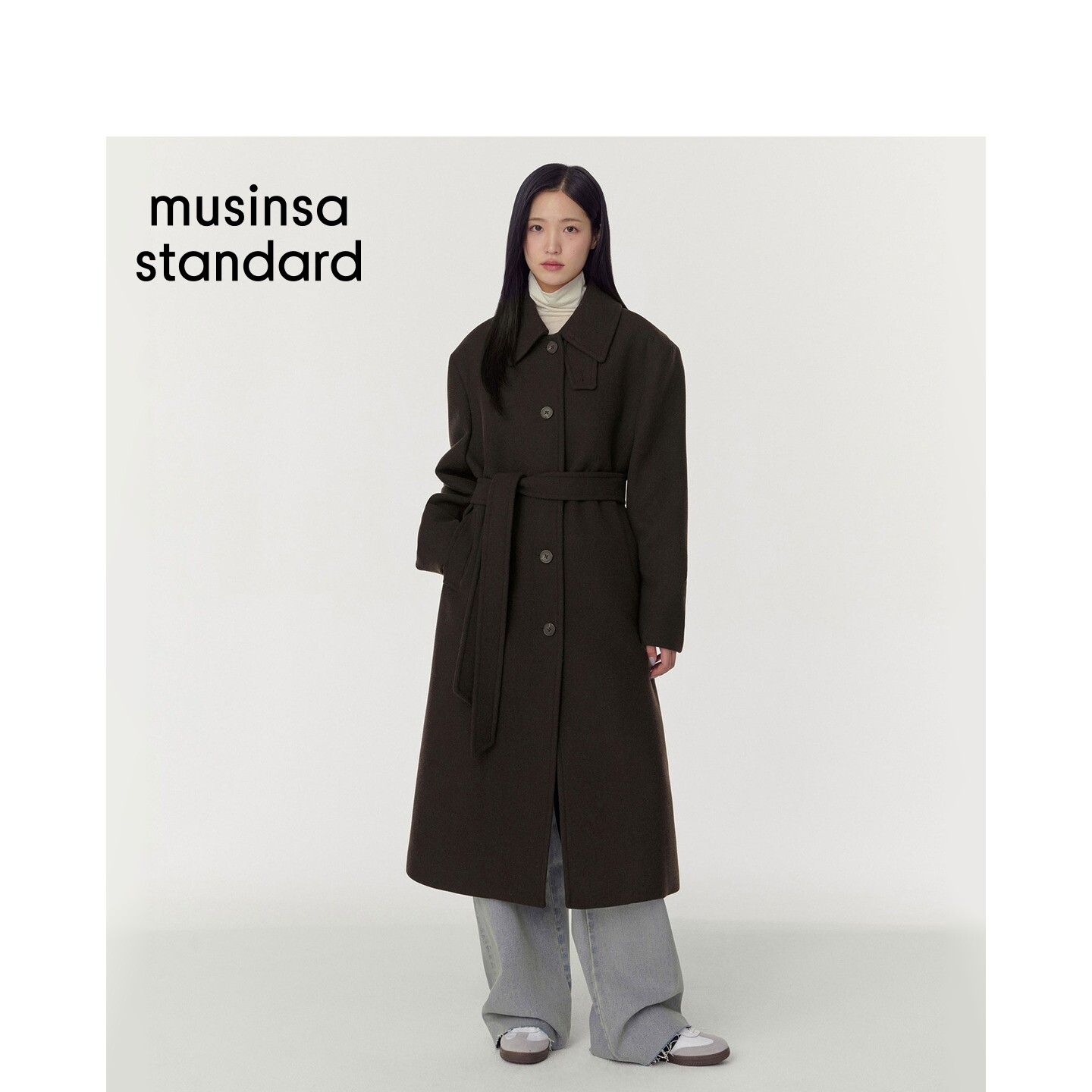 【含羊毛】韩国秋冬女士时尚长款毛呢大衣外套MUSINSA STANDARD