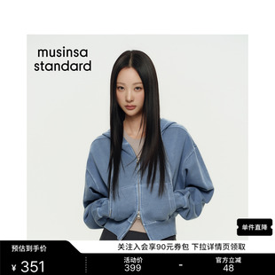 韩国26春夏季新品女士纯色短款宽松连帽运动卫衣MUSINSA STANDARD