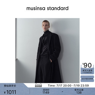 韩国秋冬男士大码混纺双排扣长款毛呢大衣外套MUSINSA STANDARD