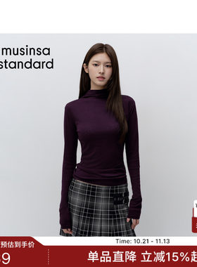 韩国26秋冬新品女士休闲纯色修身高领长袖T恤MUSINSA STANDARD